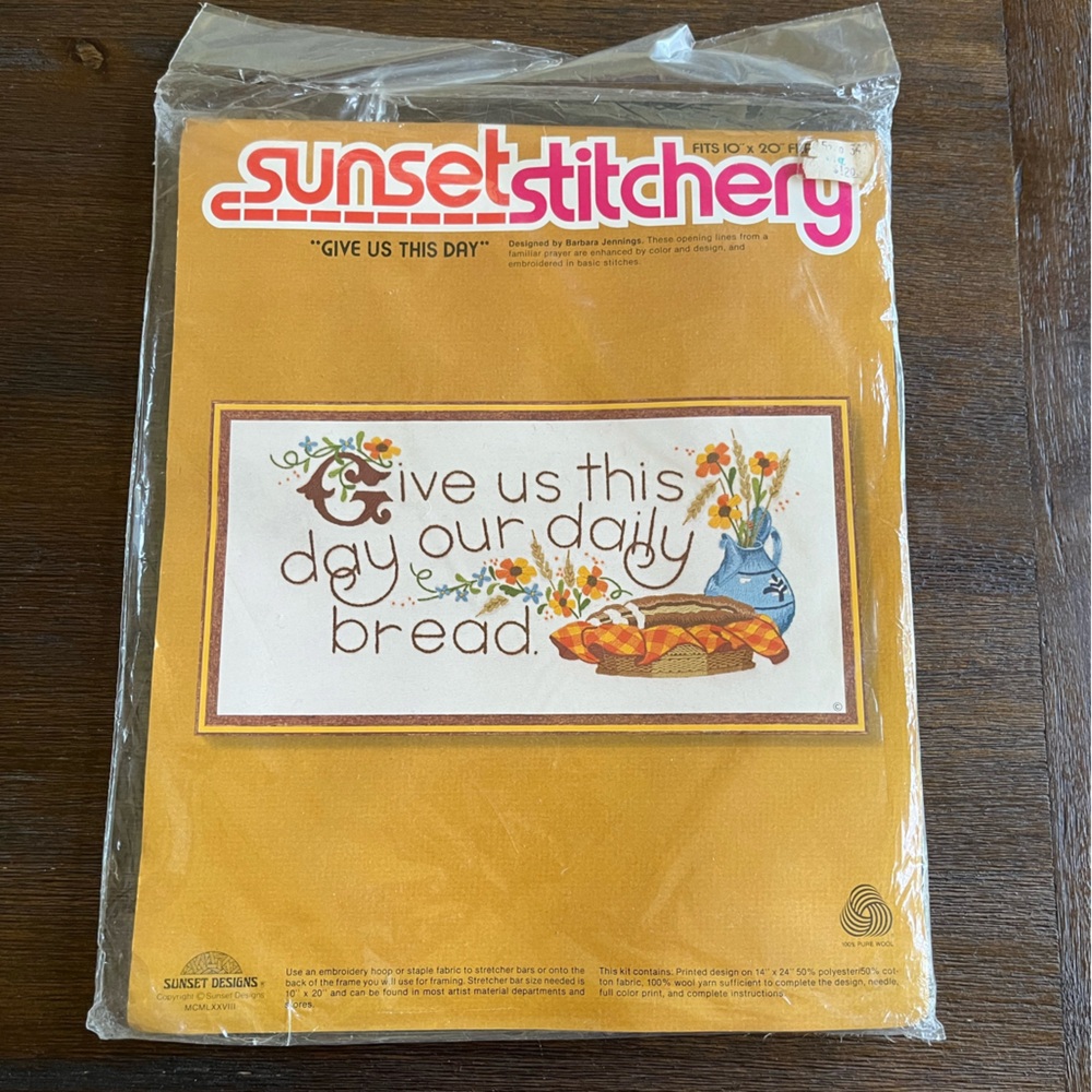 Sunset Stitchery | Vintage | Give Us This Day Our Daily Bread | Embroidery Kit